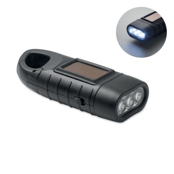 Solar torch with dynamo crank SLUZ